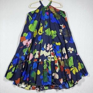 Anthropologie Whit Two Dress Womens Small Floral Halter Midi Pockets Twirl Beach